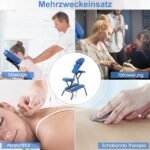 Profesionali sulankstoma masažo kėdė reguliuojamo aukščio nešiojama (Mėlyna)