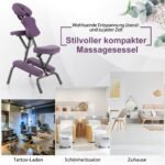 Sulankstoma masažinė kėdė reguliuojamo aukščio nešiojama (Violetinė)