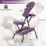 Sulankstoma masažinė kėdė reguliuojamo aukščio nešiojama (Violetinė)