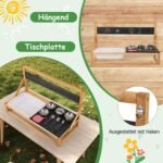 Lauko virtuvėlė iš pušies medienos su priedais (Natūrali)