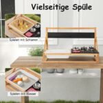 Lauko virtuvėlė iš pušies medienos su priedais (Natūrali)