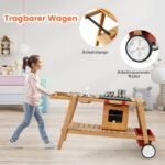 Vaikų lauko virtuvėlė su skėčiu ir ratukais (Mėlyna)