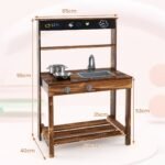 Medinė lauko virtuvėlė su priedais (Ruda)