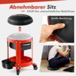 Mechaniko suolas su ratukais ir dviem stalčiais (Raudona)