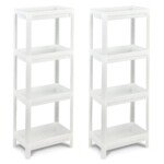 Siauras keturių pakopų sandėliavimo vežimėlis (Balta)