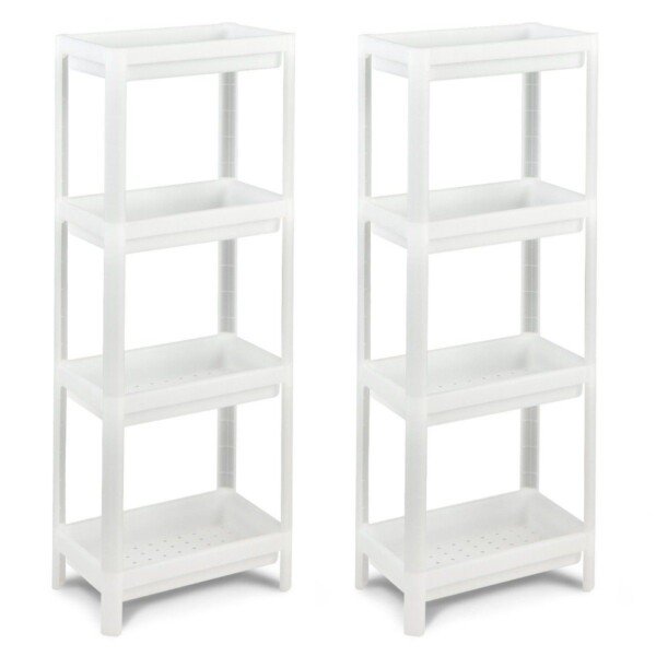 Siauras keturių pakopų sandėliavimo vežimėlis (Balta)