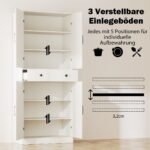 Aukštas virtuvės kampas su keturiomis durelėmis ir trimis lentynomis (Balta)