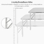 Sulankstomas iškylų stalas su trimis reguliuojamais aukščiais (Balta)