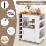 Virtuvės sala su bambuko stalviršiu ir laikymo vieta (Balta)