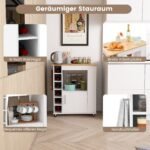 Virtuvės sala su bambuko stalviršiu ir laikymo vieta (Balta)