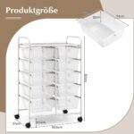 Mobilus 10 stalčių laikymo vežimėlis (Skaidri)