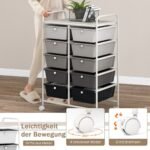 Vežimėlis su dešimčia stalčių ant ratukų (Mišri juoda)