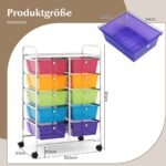 Vežimėlis dešimčiai stalčių daiktams susidėti (Permatoma spalvota)