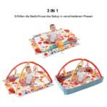2in1 Kūdikių žaidimų kilimėlis su lanku ir maniežo funkcija (Spalvota)