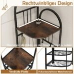 Kampinė drabužių kabyklos stova su batų lentyna ir 6 kabliais (Rudas)