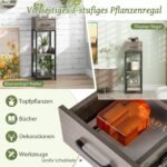 Daugiaaukštis metalinis augalų stovas su stalčiais (Pilka)