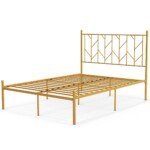 Metalinis lovos rėmas su galvūgaliu ir tylia konstrukcija (Auksinė)
