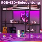 Aukšta lova su LED apšvietimu ir rašomuoju stalu (Natūrali)