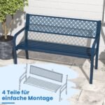 Metaliniai sodo suoliukai 2-3 asmenims 360 kg apkrovos (Tamsiai mėlyna)