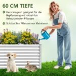 Stačiakampė metalinė gėlinė su sutvirtintais laikikliais 180x95x60 cm (Sidabrinė)