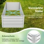 Stačiakampė metalinė gėlinė su sutvirtintais laikikliais 180x95x60 cm (Sidabrinė)