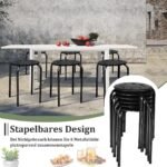 6 vnt. stiprių metalinių kėdžių su X formos rėmu 44 5 cm aukščio (Juoda)