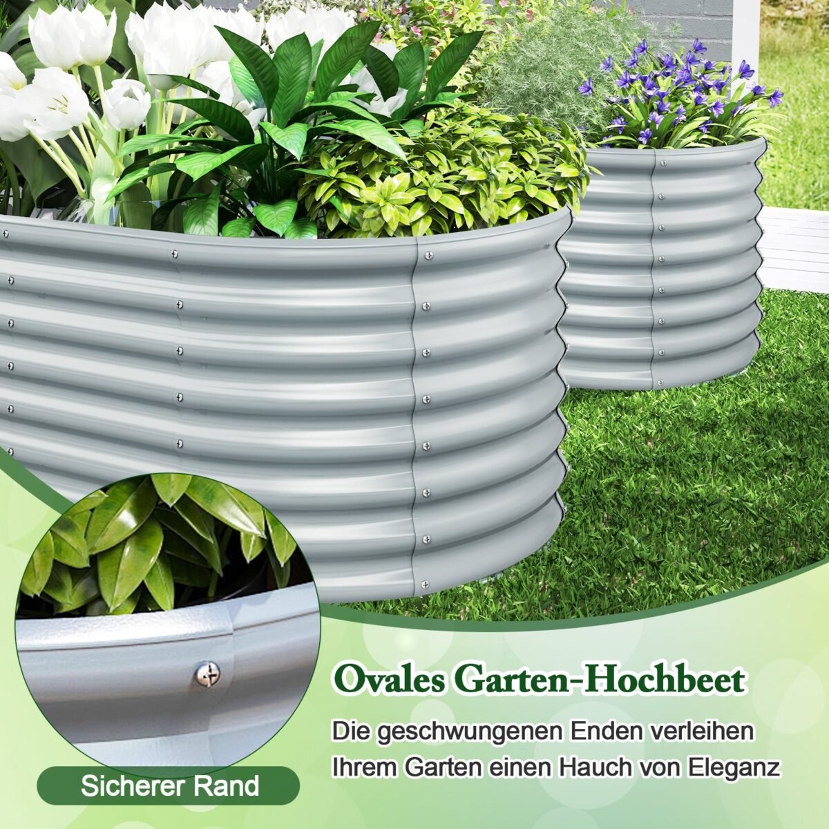 Aukštas gėlynas su atviru dugnu 165x80x60 cm (Pilka)