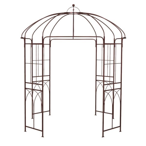 Metalinis sodo augalų arkadas paukščio narvelio formos (Bronzinė)