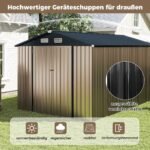 Metalinis sodo namelis su nuožulniu stogu ir užrakinamomis durimis 350 x 223 x 197 cm (Pilka)