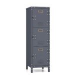 Metalinis su 3 užrakinamomis durelėmis ir reguliuojamomis kojelėmis (Juoda)