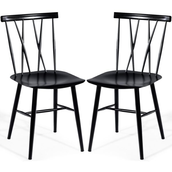 Metaliniai virtuvės kėdžių komplektas (2 vnt.) su X formos atlošu (Juoda)