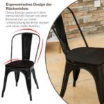 Metalinis baro kėdžių komplektas 4 vnt. sukraunamos iki 150 kg (Juoda)