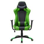 Ergonominė žaidimų kėdė su reguliuojamu aukščiu ir sportine sėdyne (Žalia)