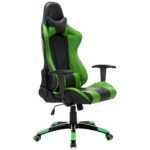 Ergonominė žaidimų kėdė su reguliuojamu aukščiu ir sportine sėdyne (Žalia)