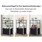 Virtuvinis vežimėlis su trimis lentynomis ir spintele (Juoda)