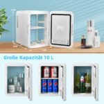 Nešiojamasis 10 L mini šaldytuvas su LED veidrodžiu (Balta)
