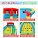 Pripučiamas vandens parkas su dviem čiuožyklomis ir laipiojimo sienele (Spalvotas)