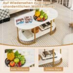 Modernus svetainės staliukas su dviejų lygių daiktų laikymu (Auksinė)