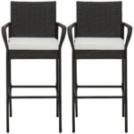 Baro kėdės su pagalvėlėmis ir atramomis kojoms (2 vnt) (Ruda)