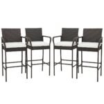 Baro kėdžių komplektas su pagalvėlėmis ir atramomis kojoms (Ruda)