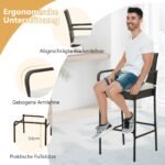 Baro kėdės su pagalvėlėmis ir atramomis kojoms (2 vnt) (Ruda)