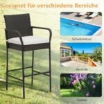 Baro kėdės su pagalvėlėmis ir atramomis kojoms (2 vnt) (Ruda)