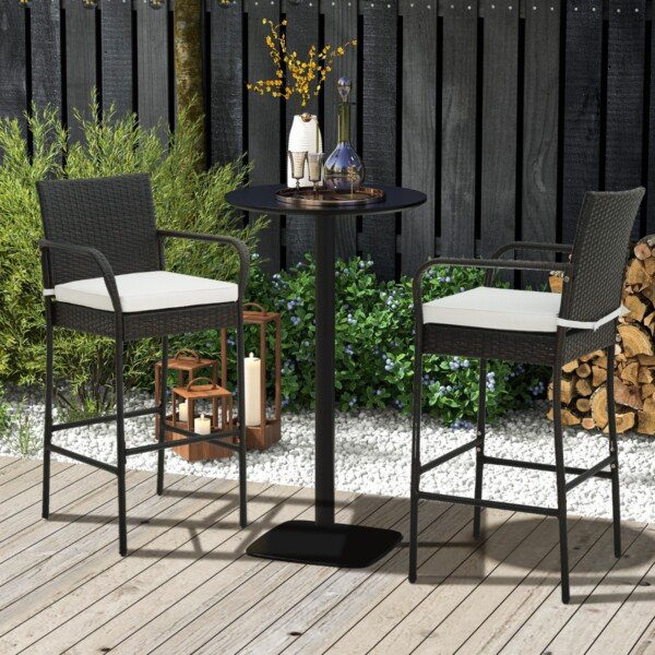 Baro kėdžių komplektas su pagalvėlėmis ir atramomis kojoms (Ruda)