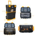 Mobilus daugiaaukštis surenkamas įrankių vežimėlis su sulankstoma rankena (Juoda)