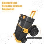 Mobilus daugiaaukštis surenkamas įrankių vežimėlis su sulankstoma rankena (Juoda)