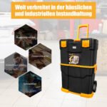 Mobilus daugiaaukštis surenkamas įrankių vežimėlis su sulankstoma rankena (Juoda)