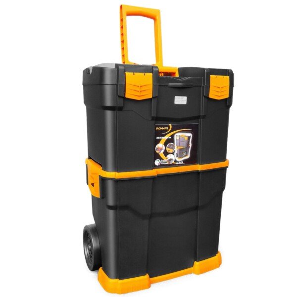 Mobilus daugiaaukštis surenkamas įrankių vežimėlis su sulankstoma rankena (Juoda)