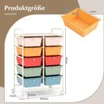 Riedantis dešimties stalčių vežimėlis (Spalvotas)