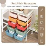 Riedantis dešimties stalčių vežimėlis (Spalvotas)