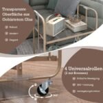 Dvigubo lygio serviravimo vežimėlis su ratukais ir stiklo lentynomis (Auksinė)